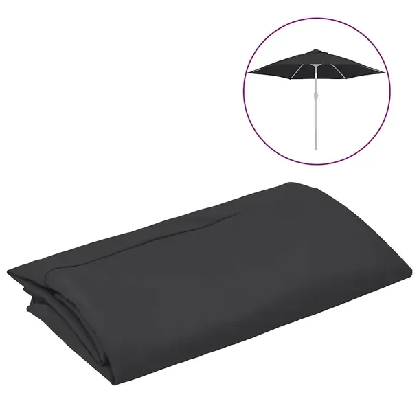 Czarne pokrycie parasola ogrodowego 300 cm z poliestru, 6 żeber