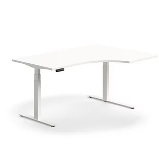 Biurko z regulacją wysokości QBUS, ergonomiczne, 1600x1200 mm, biała rama, biały - Biurka - miniaturka - grafika 1
