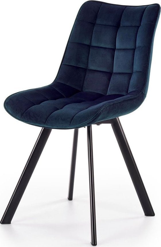 Elior Zestaw granatowych pluszowych krzeseł do jadalni 4 szt. - Winston 4S