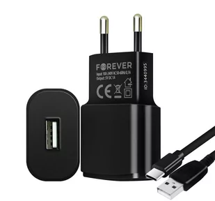 Forever TC-01 GSM032680 czarny - Ładowarki do telefonów - miniaturka - grafika 1