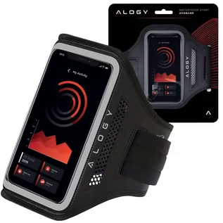 Etui i futerały do telefonów - Etui do biegania Alogy WaterProof Sport ArmBand wodoodporna opaska na ramię do telefonu 6.5 cali Czarna - grafika 1