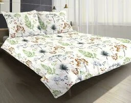Matex Pościel satynowa 160x200 gałązki kwiaty polne biała beżowa zielona 38A Exclusive - Pościel - miniaturka - grafika 1