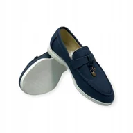 Mokasyny damskie - Mokasyny damskie zamszowe Old Money 36 - miniaturka - grafika 1