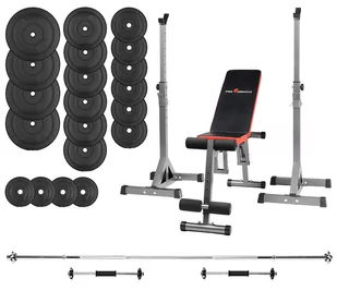 Zestaw Do Ćwiczeń 122Kg Z Ławką Treningową Tb102 Sztangą / Gryfem Prostym 180 cm, Obciążeniem 90 Kg I Hantlami - Ławki treningowe - miniaturka - grafika 1