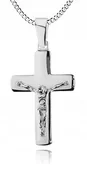 Naszyjniki - SREBRNY KRZYŻYK Z ŁAŃCUSZKIEM PANCERKA 50cm MĘSKI - miniaturka - grafika 1