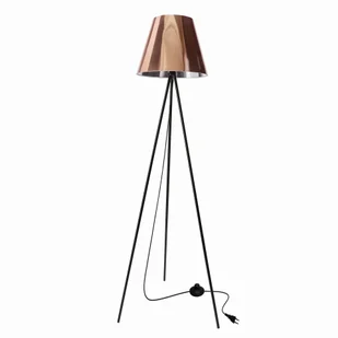 PLATINO Lampa Podłogowa Czarny 1x40W E27 Abażur Miedziany - Lampy stojące - miniaturka - grafika 1