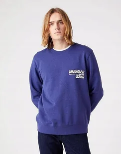 WRANGLER SLOGAN CREW BLUE RIBBON W667ILB51 XXL - Bluzy męskie - miniaturka - grafika 1