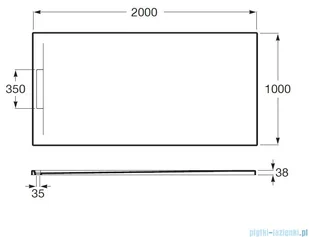 Roca Pyros 200x100cm brodzik prostokątny konglomeratowy beżowy AP9017D03E801650 | - Brodziki prysznicowe - miniaturka - grafika 2