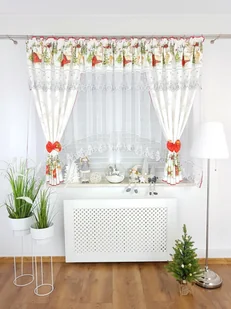 Firana gotowa z motywem świątecznym- renifery, świąteczne firanki - Firany - miniaturka - grafika 1