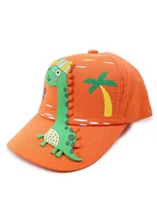 Czapki damskie - Czapka z daszkiem bejsbolówka dziecięca unisex SUPER DINO pomarańczowa 50-54 YOCLUB - miniaturka - grafika 1