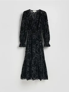 Reserved - Wzorzysta sukienka maxi - czarny - Sukienki - miniaturka - grafika 1