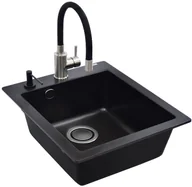 Zlewozmywaki - Aquasanita SINK SIMPLEXSQS100+MIXER+DISP BLACK - miniaturka - grafika 1