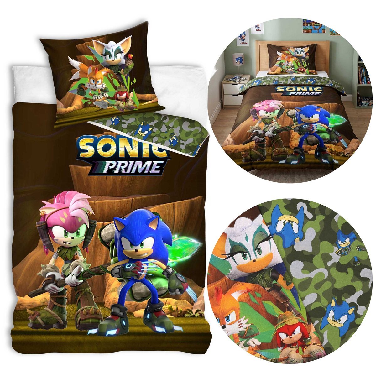 Sonic DWUSTRONNA, bawełniana pościel dziecięca na zamek, 100% BAWEŁNA 140x200cm+65x65cm OEKO-TEX