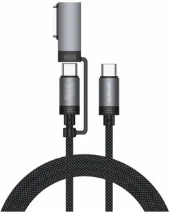 Kabel USB-C 4smarts Explorer ComboCord 100W 2m z adapterem MagSafe czarny - Ładowarki do telefonów - miniaturka - grafika 1