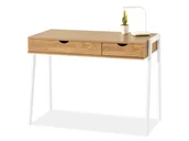 Biurka - MŁODZIEŻOWE BIURKO SKANDYNAWSKIE LUND DĄB NA BIAŁEJ PODSTAWIE - miniaturka - grafika 1