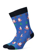 Skarpetki męskie - Lancerto, Skarpety niebieskie w mikołaje, choinki i prezenty, rozmiar 44/46 - miniaturka - grafika 1