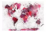 Fototapety - Fototapeta - Mapa świata: czerwone akwarele (rozmiar 100x70) - miniaturka - grafika 1