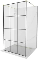 Ścianki i drzwi prysznicowe - Mexen Kioto ścianka prysznicowa wolnostojąca 120 x 200 cm, czarny wzór 8 mm, złota - 800-120-002-50-77 - miniaturka - grafika 1