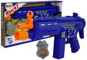 Zabawki militarne - Import LEANToys Zestaw Policyjny Pistolet Odznaka Granatowy Dźwięk Efekty Świetlne 37cm LT-7871-0 - miniaturka - grafika 1