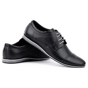 Buty męskie skórzane eleganckie 276LU czarne - Buty Olivier - Półbuty męskie - miniaturka - grafika 1