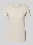 Koszulki i topy damskie - T-shirt z prążkowanym okrągłym dekoltem - miniaturka - grafika 1