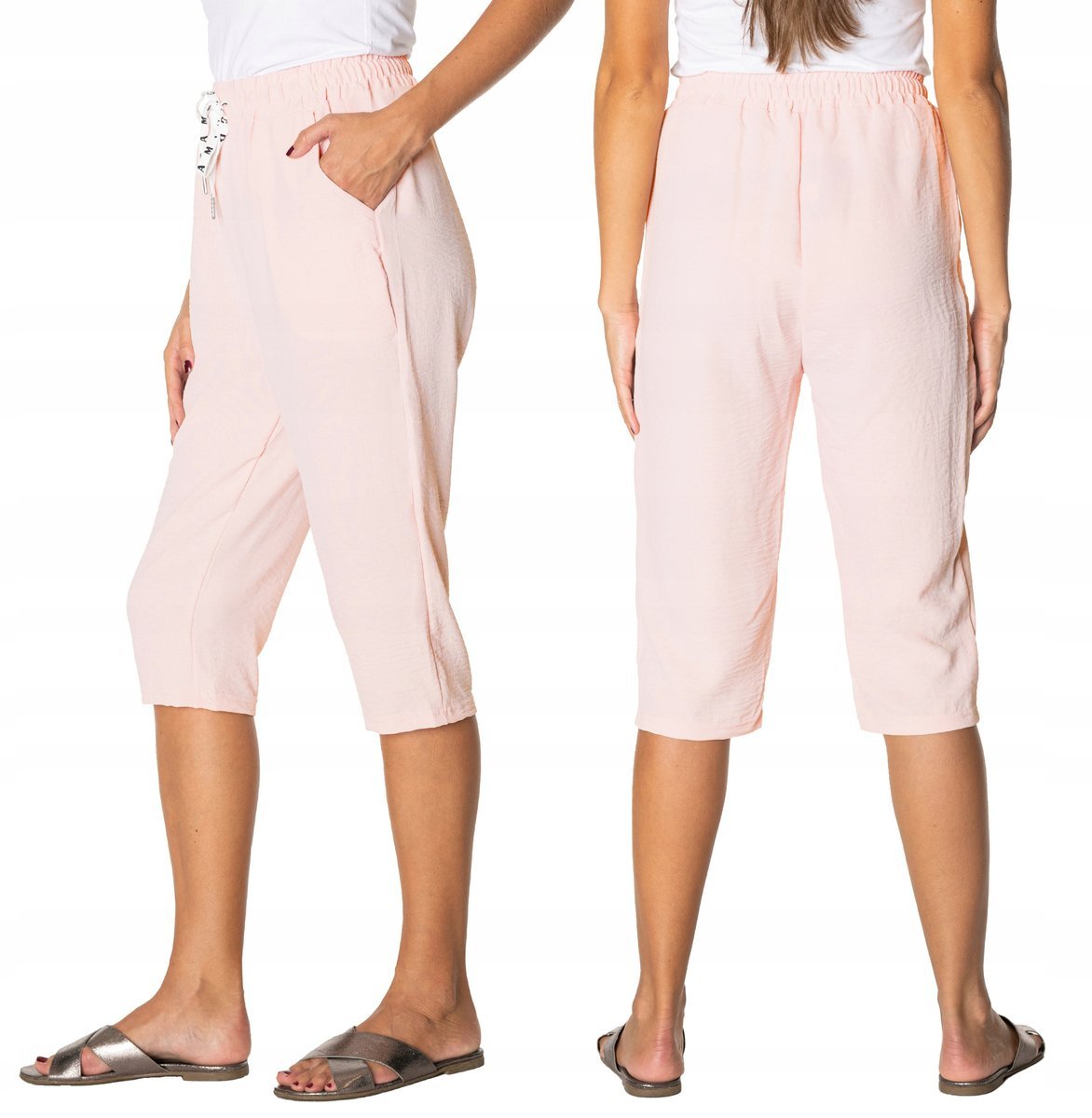 Cienkie Spodnie Damskie Bawełniane Lato 7701-6 L