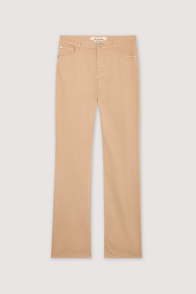 pantalone slim fit damskie beżowy