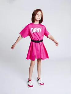 DKNY Sukienka codzienna D32865 S Różowy Regular Fit - Sukienki i spódniczki dla dziewczynek - miniaturka - grafika 1