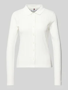 Bluzka o kroju slim fit z długim rękawem i listwą guzikową - Bluzki damskie - miniaturka - grafika 1