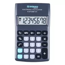 Kalkulator kieszonkowy 8 pozycyjny DONAU TECH K-DT2087-01 180x90x19mm czarny /K-DT2087-01/ DN1183 - Kalkulatory - miniaturka - grafika 1