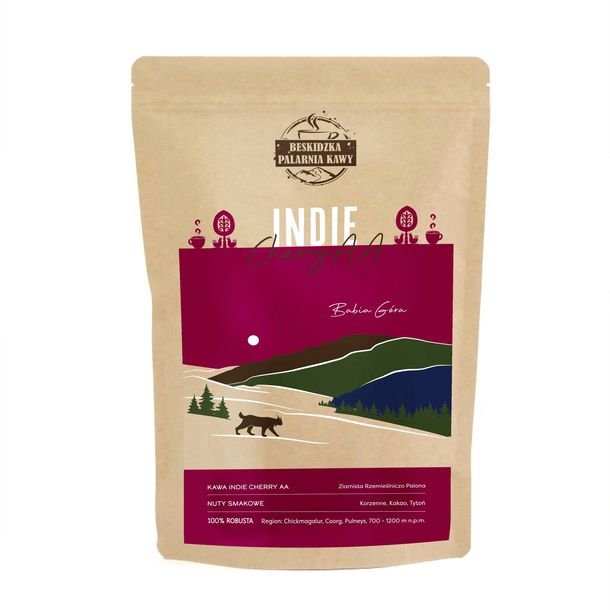 Świeżo Palona Kawa Ziarnista Indie Cherry Aa 100g 100% Robusta Espresso