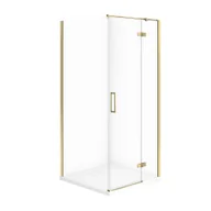 Kabiny prysznicowe - Kabina prysznicowa Cersanit Jota 80x80x195 kwadratowa złoty transparentne z brodzikiem tako slim 4cm biały S601-366 - miniaturka - grafika 1