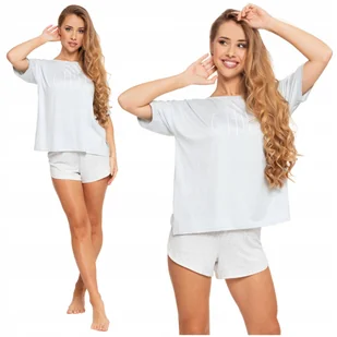 PIŻAMA DAMSKA Dwuczęściowa Krótki Rękaw Szorty Miętowa Luźna MORAJ M - Piżamy damskie - miniaturka - grafika 1