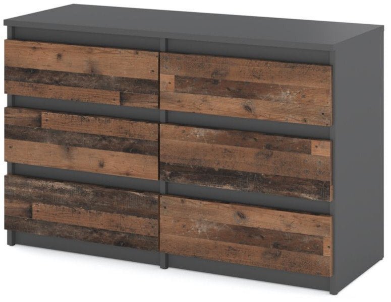 Komoda 6 Szuflad Vintage Hugo Szafka Nowoczesna 100cm Szary Mat Old Style