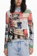 Koszulki i topy damskie - Różowy sweter damski Desigual - DESIGUAL - miniaturka - grafika 1