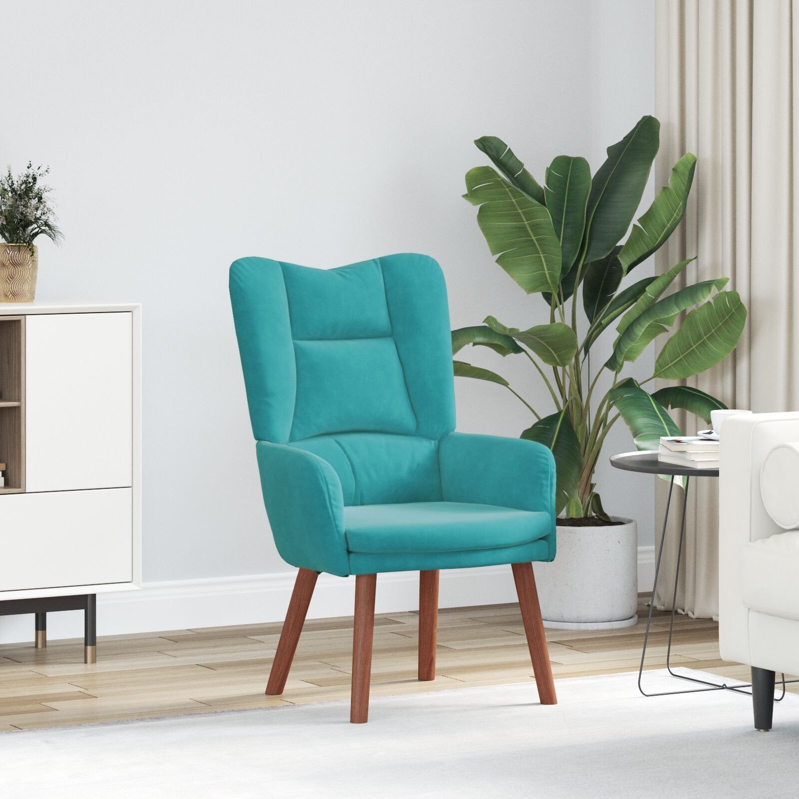 vidaXL Fotel relax Turkusowa Welurowa