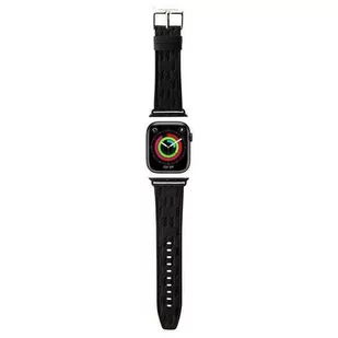 Pasek do APPLE WATCH 4 / 5 / 6 / 7 / 8 / SE / ULTRA (42 / 44 / 45 / 49 MM) Karl Lagerfeld Strap Saffiano Monogram (KLAWLSAKLHPK) czarne - Akcesoria do smartwatchy - miniaturka - grafika 1