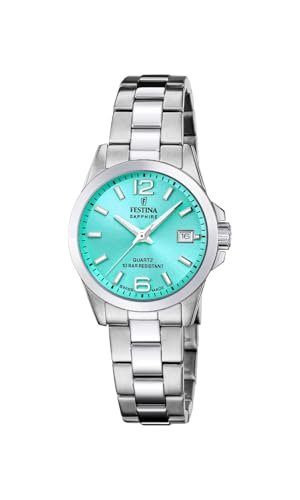 Festina Zegarek damski F20049/4 Swiss Made Acero Clasico Szara obudowa ze stali nierdzewnej Szary pasek ze stali nierdzewnej, Niebieski
