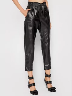 Spodnie damskie - Marella Spodnie z imitacji skóry Niagara 37860517 Czarny Regular Fit - grafika 1