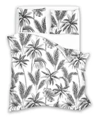 Pościel - Pościel z mikrofibry 160x200 Harmony palmy liście biała czarna Faro - miniaturka - grafika 1