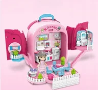 Domki dla lalek - ZESTAW DO ZABAWY DOMEK DLA LALEK 3W1 KUCHNIA PRZENOŚNA W PLECAKU - miniaturka - grafika 1