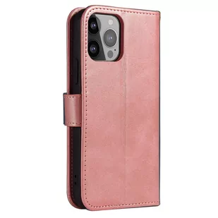 Magnet Case elegancki futerał etui pokrowiec z klapką i funkcją podstawki iPhone 13 Pro różowy - Etui i futerały do telefonów - miniaturka - grafika 2