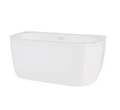 Wanny - Besco Wanna przyścienna Volya 140x75 cm kompozyt biały połysk syfon klik-klak z przelewem slim chrom WKV-140-WSS - miniaturka - grafika 1