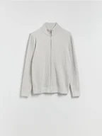 Swetry męskie - Reserved - Rozpinany sweter ze stójką - jasnoszary - miniaturka - grafika 1