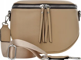 Duża Nerka Damska Torebka Listonoszka Elegancka Klasyczna Crossbody Beżowa - Nerki - miniaturka - grafika 1