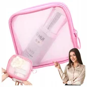 Kosmetyczki, organizery i kuferki - Kosmetyczka podróżna podręczna przezroczysta na płyny do samolotu różowa - miniaturka - grafika 1