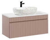 Szafki łazienkowe - Szafka łazienkowa z umywalką, Iconic, 100x46x46 cm, różowy, mat - miniaturka - grafika 1