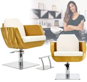 Fotele fryzjerskie - Fotel fryzjerski Amir hydrauliczny obrotowy do salonu fryzjerskiego podnóżek chromowany krzesło fryzjerskie - miniaturka - grafika 1