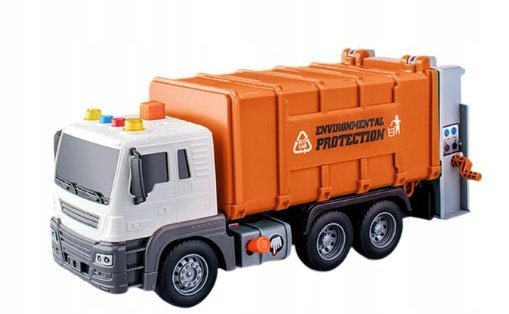 Pomarańczowa śmieciarka z akcesoriami + dźwięki