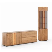 Inne meble do salonu - Zestaw mebli do salonu komoda i witryna prawa drewniana dębowa Collodi - miniaturka - grafika 1